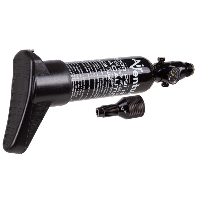 Tank With Stock & Adapter, 13 cu in, Aluminum, 3,000 psi, Black
