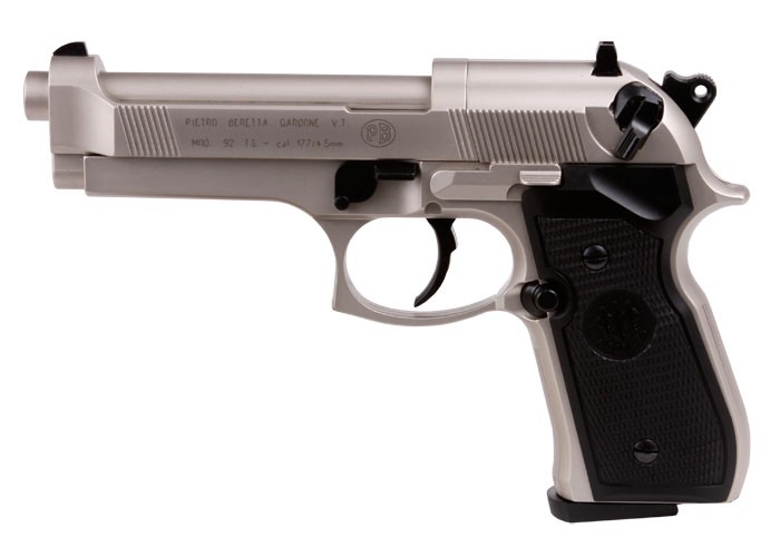 Y155 Beretta 92FS, Nickel, Black Grips-img-0