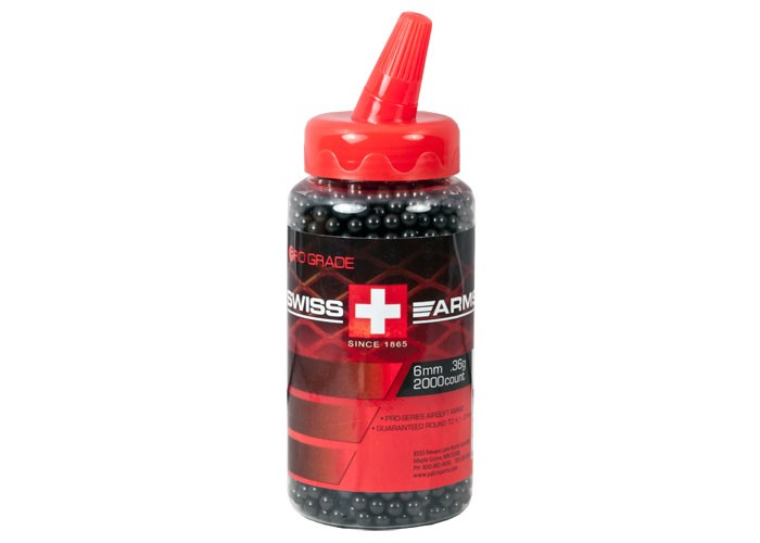 1147 Swiss Arms 6mm Airsoft BBs, 0.36g, 2,000 Rds, Black-img-0