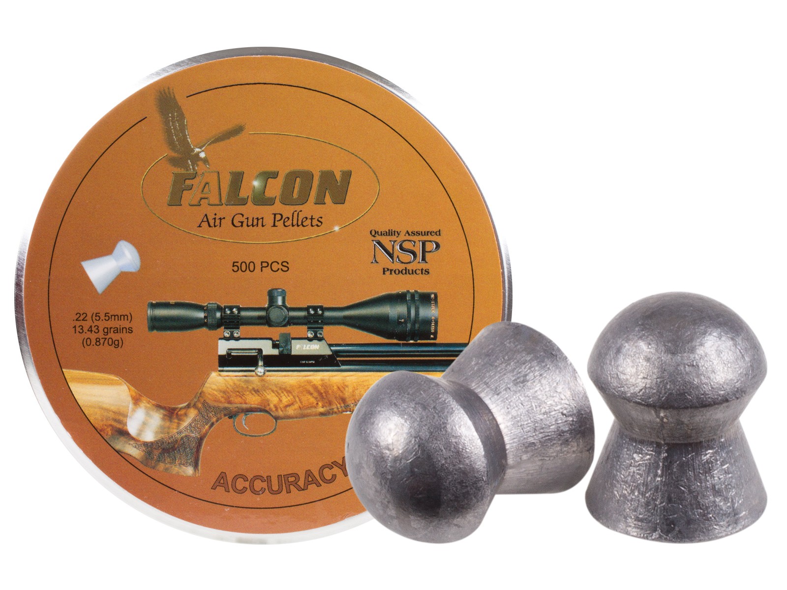 P716 Air Arms Falcon .22 Cal, 5.52mm, 13.43 Grains, Domed, 500ct